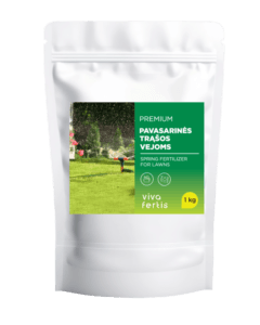 a white bag with a green label